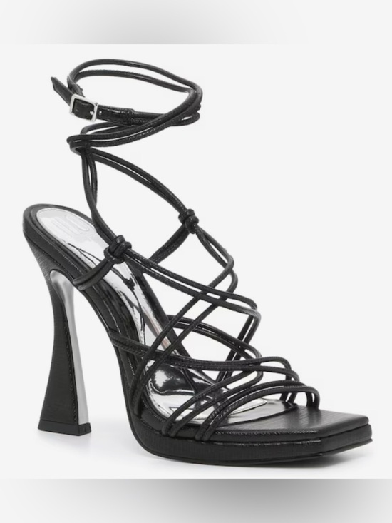 Jennifer Lopez Shoes - Jennifer Lopez Black Strappy Ankle-Tie Stiletto Sandals